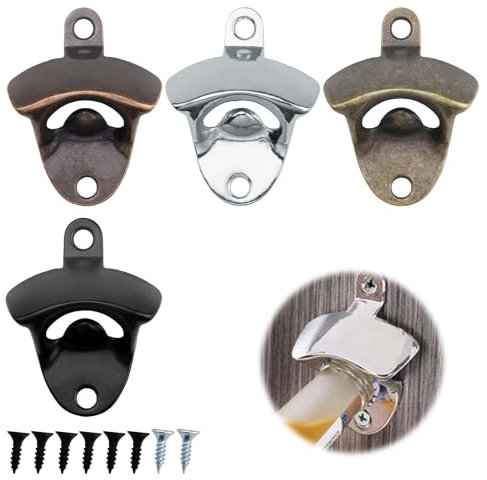 4 Pièces Decapsuleur Mural Biere, HASLED Vintage Décapsuleur Mural, Décapsuleur en Alliage de Zinc avec Vis, pour Bars, Restaurants, Cafés, Cuisines