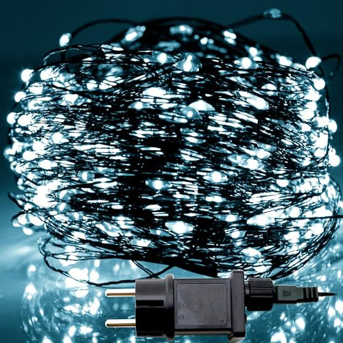 OXYN Lampadine Luci LED Natale 8 Giochi Luce 240V Filo Trasparente Lampada Casa Albero Decorazioni Natalizie Matrimonio Feste Party Nozze Presepe Esterni Interni (300 LED 20m Bianco Freddo)