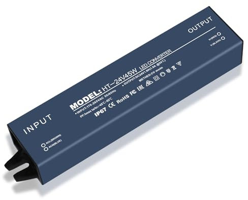 Trasformatore LED 24V 45W, Alimentatore 24v 1.9A, 45W Trasformatore 220V 24v, Driver LED AC a DC, Impermeabile IP67, Senza Sfarfallio, Nessun rumore, per G4, GU5.3, MR11, MR16, Non dimmerabile