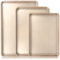 Baking Sheet Pan Set of 3, Commercial Cookie Sheets for Baking, Nonstick Half/Quarter/Jelly Roll Pans Replacement Toaster Oven Tray, Heavy Duty & Easy Clean, Champagne Gold