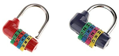 BaotyJie 2 Paquets de Cadenas à Combinaison de Lettres à Cadran à 4 Chiffres, Bleu + Rouge