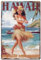 SUPERDANT Vintage Metal Signs Hawaii Beach Tin Sign Pin Up Girl Metal Poster Retro Wall Plaque Funny Signs Man Cave Sign for Bedroom Bar Bathroom Clubs Cafes Indoor Decor