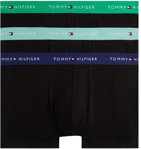 Tommy Hilfiger Herren 3er Pack Boxershorts Trunks mit Logobund, Mehrfarbig (Mint Jade/Olympic Grn/PRP NVY), XL