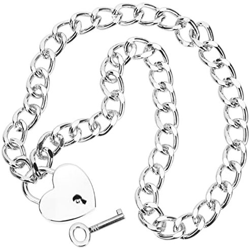 BESPORTBLE Heart Lock Necklace Choker for Women Key Padlock Couple Jewelry for Her