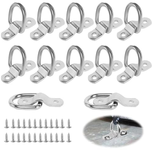 12 Stück D Ring Zurösenring Anhänger, D Ring Zurrösen für Anhänger PKW | Verzurrösen Anhänger Zurröse Edelstahl Anhänger Zubehör für Ladungssicherung in Anhänger, Transporter, Boot