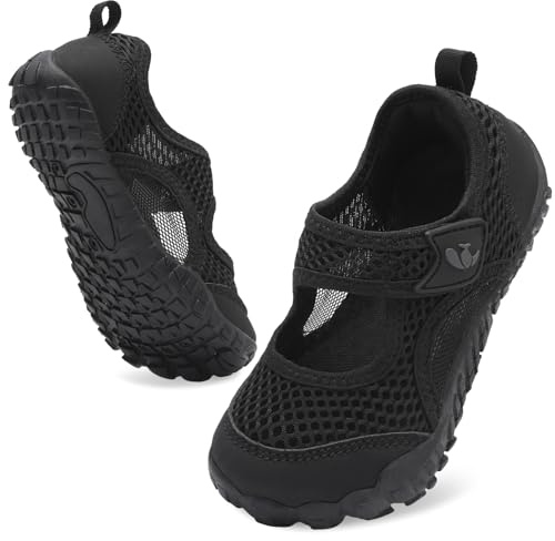 JOINFREE Kids Water Shoes Boys Girls Barefoot Sandals Quick Dry Closed Toe Wide Fit Aqua Shoes for Beach Paddling Pool River Walking Hiking Summer Outdoor Play Black 13 Little Kid