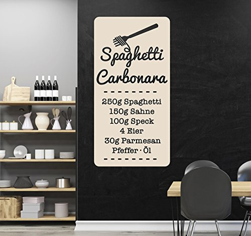 tjapalo® bei-pkm146 Wandtattoo Küche Rezept Wandtattoo Spaghetti Carbonara Wandbanner kochen Esszimmer Wandaufkleber Rezept Carbonara (Höhe 58 x Breite 29 cm)