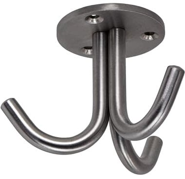 Gedotec Kleiderhaken Garderobe Unterbau-Haken Vintage - LARA | Garderobenhaken Edelstahl 3-fach für Schrank & Küche | Decken-Haken Edelstahl matt gebürstet | 1 Stück - Design Möbel-Haken zum Schrauben