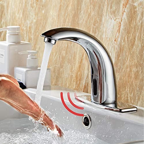 Modundry Automatische Infrarot Sensor Wasserhahn, Waschtischarmatur Smart Berührungslos Waschbecken Handwaschbecken mit Steuerbox für Küche Badezimmer Haushalt und gewerbliche Zwecke