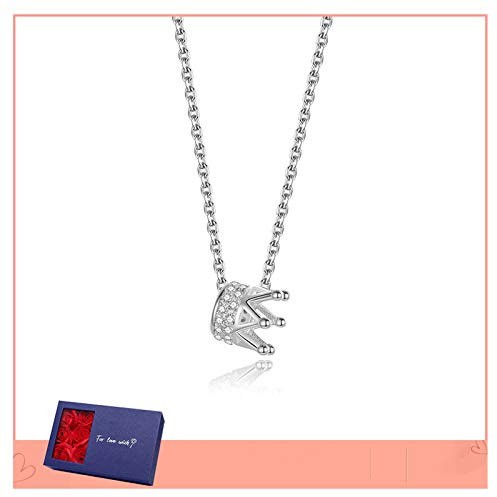 Collana Collana corona catena femminile catena di clavicola 925 argento sterling semplice temperamento freddo vento rosa pendente in oro rosa per il regalo della ragazza Collana da donna ( Color : D )