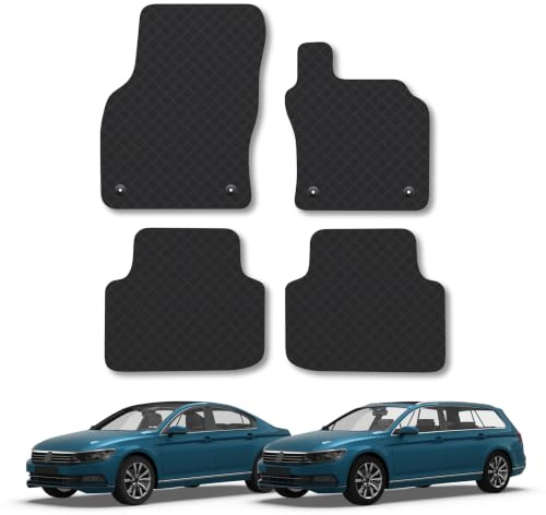 VW Passat (2015-2024) 3mm Rubber Car Mats | Tailored Fit Durable Floor Mats Full Coverage Protection Waterproof Accessories Easy Clean Anti Slip Made in the UK
