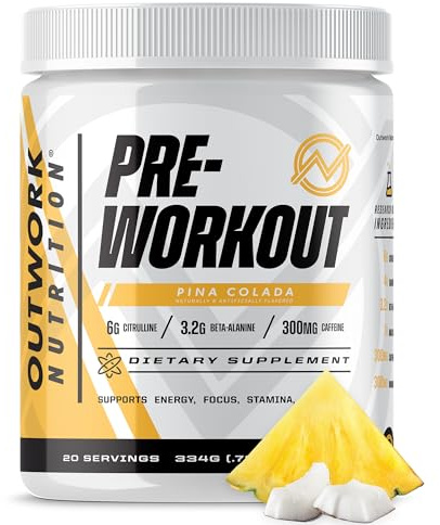 Outwork Nutrition Preworkout for Men & Women Without Creatine (Pina Colada)