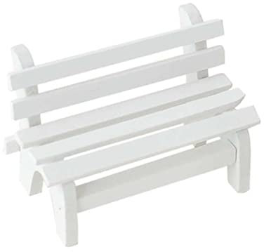 Toyvian Maniature Gartenbank Mini-gartenbank Mikro Gartenstühle Veranda-Stuhl-Figur Puppenstubenmöbel Dekorative Gartenbank Kleines Möbelspielzeug Modellbahnbank Hölzern Holzstuhl Fee Weiß