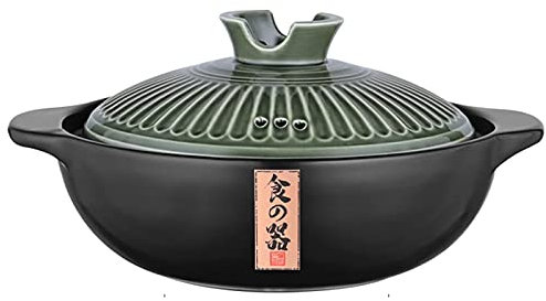 fUfIzU Cocotte Faite À La Main, Marmite en Céramique Résistante À La Chaleur, Marmite Japonaise Donabe À Double Poignée pour Ragoût De Nouilles Et De Soupe,Vert,1.8L