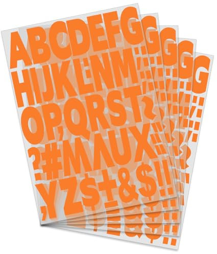 2 Inch Iron On Letters Heat Transfer Letters, Alphabets for Sport Jerseys T Shirts Team Name Clothes Slogan Printing DIY Crafts Decoration (10 Color Optional) (5 Sheets Orange)