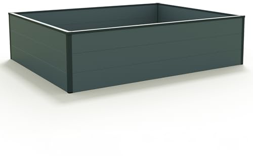 GFP HALFSIZE Aluminium Hochbeet - Platzsparendes & Stabiles Gartenbeet in Anthrazit - 150 x 119 x 39 cm - Ideales halbhohes Modell für Familien-Gartenspaß