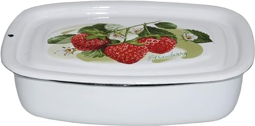 rukauf Emaille Dose Schüssel Behälter Oval mit Deckel 1 Liter emailliert für Sülze Holodez Cholodez Aspik Холодец