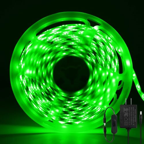 ShineBurky Led Strip 5M Grün, LED Streifen 12V Lichtbandled Selbstklebend IP65 Wasserdicht LED Band Beleuchtung Lichtband Strips Flexibel for Leiste Kneipen Küche TV DIY Deko (Inklusive Netzteil)