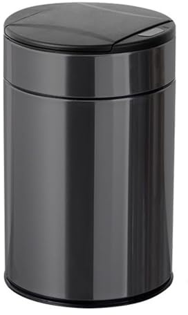 Poubelle Cuisine Poubelle automatique sans contact de 2,6 gallons, poubelle ronde en acier inoxydable avec couvercle, fermeture en douceur, poubelle amovible, 4 couleurs Pour Cuisine, Bureau(Noir)