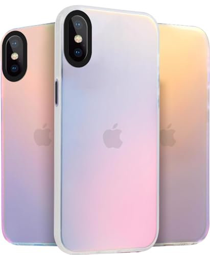 Yojiong Cover per iPhone X/iPhone XS (5.8), Custodia Opaca Traslucida Iridescente Fluorescente Cambiano Colore, PC Rigido + Morbido Ultra TPU Bumper Protettiva Case, Multicolore