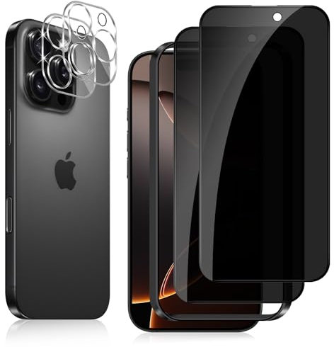 Locofun Sichtschutz für iPhone 16 Pro Max 6.9 5G für Panzerglas, 2 Stück Anti Spy Panzer Schutz Glas und 2 Stück Kameraschutz, 9H Härte Sichtschutzfolie, Anti-Kratzer Privacy Displayschutz Folie