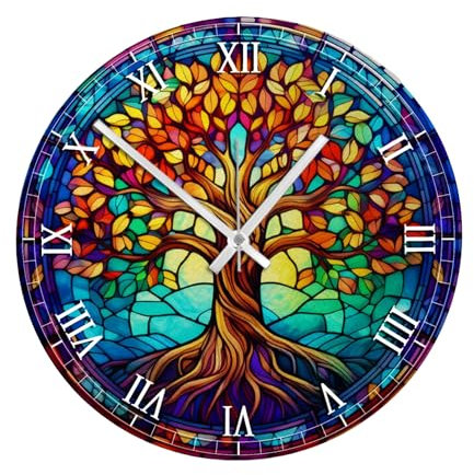 Image Industry Orologio da parete con albero della vita, effetto acchiappasole, in vetro, per amanti della fauna selvatica, regalo naturale