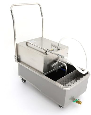 Mavdecll Filtre à friteuse Mobile 55 L / 14,5 Gal Machine portative de Filtre à Huile d'acier Inoxydable, débit de Pompe à Huile 32L/Min, Chariot de Filtre à Huile de friteuse