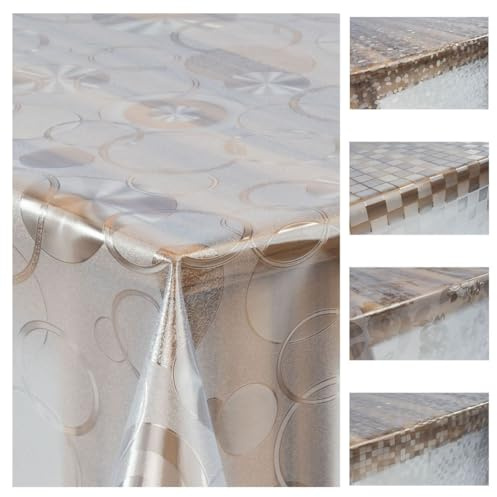 laro Premium Line 0,3mm weich transparente Tischdecke Folie Transparent Muster Tischschutz Schutzfolie Abwaschbar PVC, Muster:Folie Transparent Kreise, Größe:140x400