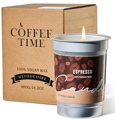 M&SENSE Kaffee Duftkerzen im Glas, Espresso Duftkern 460g, Brenndauer bis 99 Std. Vegan Natürliche Sojakerze, Duftkerze mit Kaffee für Kaffeeliebhaber, Männer, Frauen