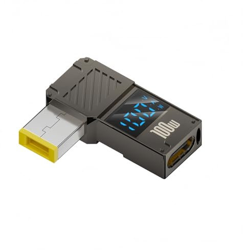 JASHALO USB C to Slim Tip Laptop Charging Cable Adapter Male Type C to Square Converter with Charging Power Watt Display for ThinkPad X1 Yoga Ideapad Legion T470s T470 T460s T450 T450s (1)