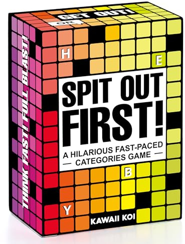 SPIT OUT FIRST - Categories Card Games Fast-Paced & Hilarious Party Game for Ages 14 & Up, 2 to 7 Players or Teams - 108 Word Flash Cards Board Game, Perfect for Family Game Night & Party Favors