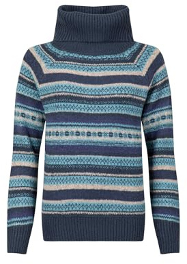 Weird Fish Annecy Fair Isle Roll Neck Jumper Navy Size 12. (Jumper/Sweater/Fleece)