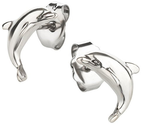 Ohrstecker Ohrringe Delfin Silber 925 Sterling als Ohrschmuck mit kleiner Schmuckbox - 7K - Schmuck Geschenke für Damen, Mädchen, Jungen, Kinder und Herren
