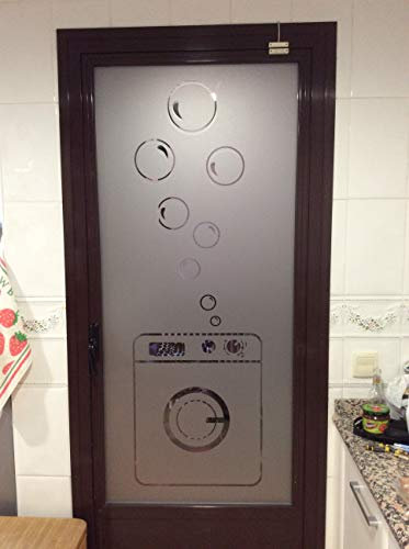 vinilos para cristales LAUNDRY 04N - LAVADORA CON BURBUJAS- Se fabrica a medida del cliente. Medida máxima 60 x 200 cm (60, 165)