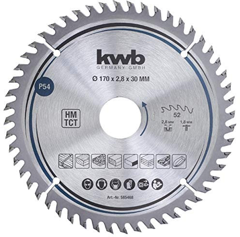 kwb Kreissägeblatt 170 x 30 mm, sehr feiner Schnitt, Sägeblatt geeignet für Arbeitsplatten, Holz und beschichtete Platten