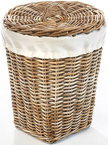 Kobolo Wäschebehälter Wäschetonne Wäschesammler KUBUS - Rattan - grau - 40x40x48 cm