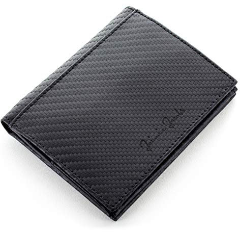 Jaimie Jacobs Echtleder Geldbörse Folder Boy Slim Wallet mit Münzfach Scheinfach Platz für 20 Karten schlanker Geldbeutel im Hochformat mit RFID-Schutz für Herren und Damen (Carbon)