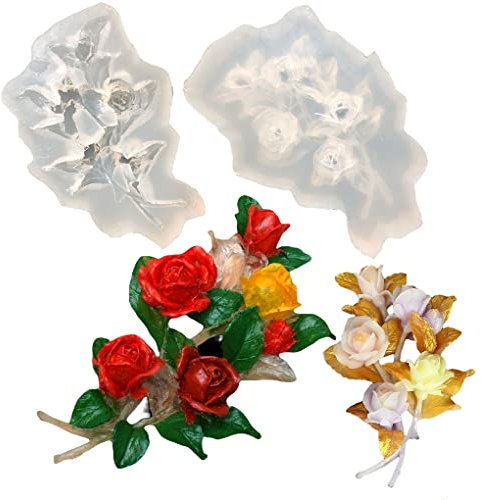 FineInno Rose Epoxidharz Formen,Blume Gießform Silikonform,Tulpenmagnolie Gießform Resin DIY Harz Formen Gießharz Flower Gipsformen Deko