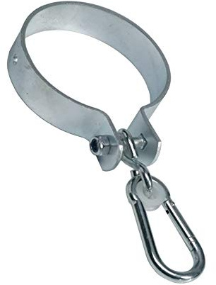 h2i Schaukelhaken | Stahl verzinkt | Ø 51 mm | 1 Stück | stabile korrosionsbeständige Sicherheits-Schaukelschelle mit Karabinerhaken | Manschettenhaken für Seile Schaukel Strickleiter Hängematten