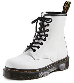 Dr. Martens 8 Eye Boot, Anfibi Unisex-Adulto, White Smooth, 38 EU