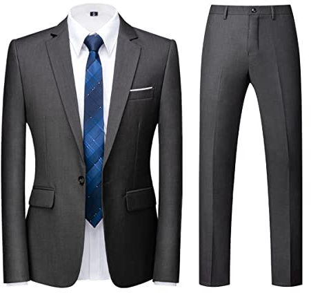 KUDORO Herren Anzüge 2-Teilig Slim Fit Eine Knöpfe Herrenanzug Sakko Hose | Herrenanzug Einreihig Formell für Hochzeit Business Party
