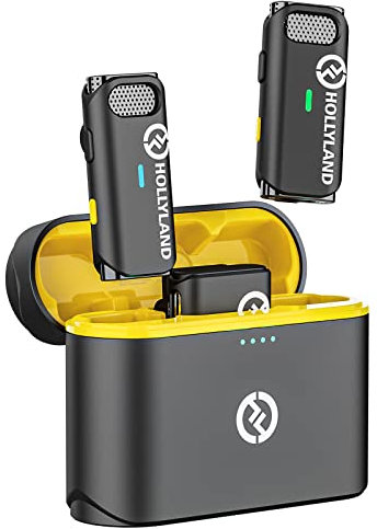 Hollyland Lark M1 Wireless Lavalier Mikrofon aktive Geräuschunterdrückung 200m Reichweite, 8H Akkulaufzeit, Ultra-Mini tragbares, kabellos Ansteckmikrofon für DSLR Kamera iPhone Android PC (Schwarz)
