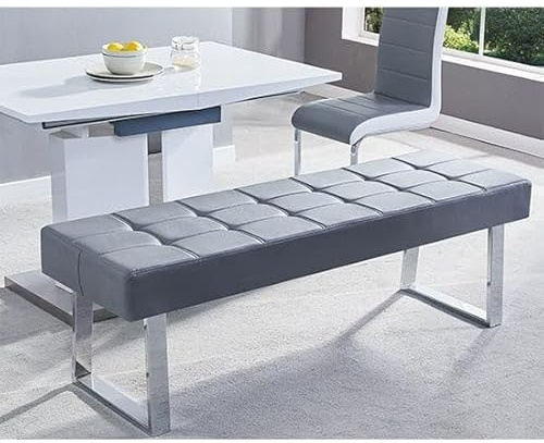 Austin Large Faux Leather Dining Bench In Grey