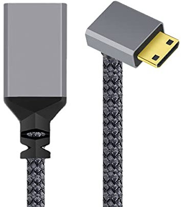 chenyang CY Câble d'extension Mini HDMI vers HDMI 1.4 mâle vers HDMI femelle 4K coudé à 90 degrés