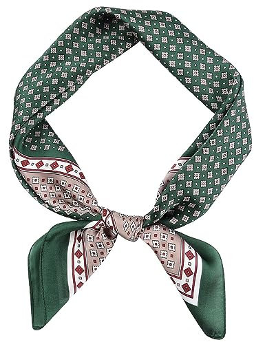 DAMILY Vintage Bandana Herren Seidig Quadratisch Kopftuch Sommer Geometrischem Halstuch und Stirnband Motorrad Satin Piratentuch Kinder Festival Haarbänder 70x70cm (Grün)