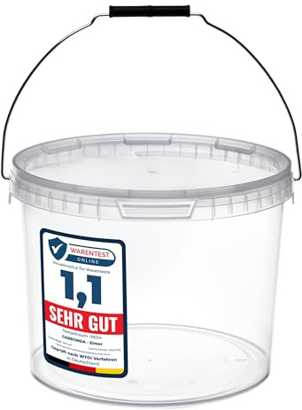 Garronda Eimer mit Deckel 10 Liter 100 Stück Aufbewahrungsbehälter GD-0072 | Transparent, für die Lagerung von Lebensmitteln und chemischen Produkten, kompakter Plastikbehälter für Haushalt und Gewerbe