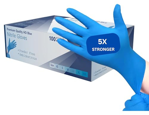 firmsafeT Heavy Duty 5 Gram Strong Disposable Blue Nitrile Examination Gloves Medical- Food – Mechanical – Industrial - Hair & Beauty – Janitorial - Latex Free, Powder free (Small)
