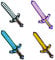 AOVNA 4Pcs Pixel Inflatable Sword Pixel Weapon Balloons Toy Inflatable Long Sword for Halloween Party Favors Supplies