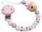 personalisierte Kette mit Namen für für Mädchen in Rosa Baby Geschenk personalisiert zur Geburt & Taufe Motiv kleine Prinzessin & du bist der Schlüssel zu unseren Herzen (3D Bär Krone Rosa)