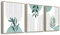 hyidecorart Salbeigrün Boho Bilder Mit Rahmen Holz, Hellgrün Blätter Abstract Linien Nordische Minimalistisch Modern Pflanze Blumen Wandbilder Wohnzimmer Schlafzimmer Küche Esszimmer Büro Badezimmer